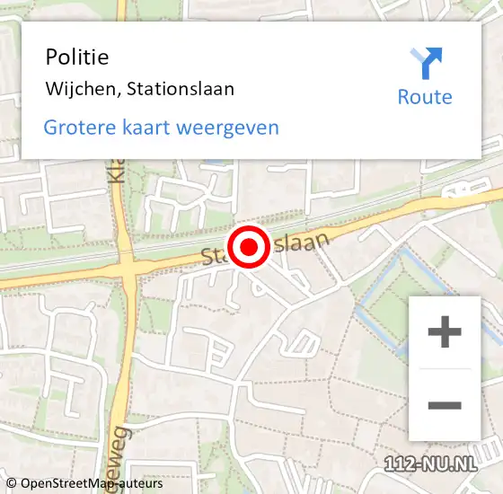 Locatie op kaart van de 112 melding: Politie Wijchen, Stationslaan op 17 maart 2021 14:38