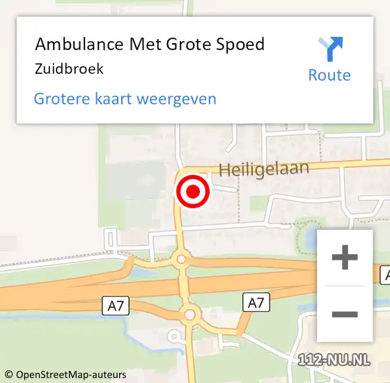 Locatie op kaart van de 112 melding: Ambulance Met Grote Spoed Naar Zuidbroek op 17 maart 2021 14:49