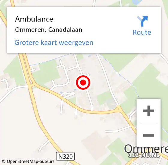 Locatie op kaart van de 112 melding: Ambulance Ommeren, Canadalaan op 17 maart 2021 16:52