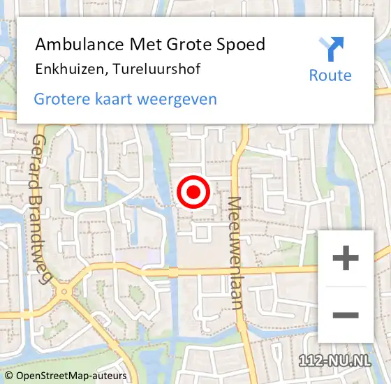 Locatie op kaart van de 112 melding: Ambulance Met Grote Spoed Naar Enkhuizen, Tureluurshof op 17 maart 2021 17:03