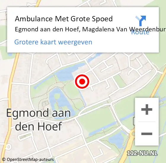 Locatie op kaart van de 112 melding: Ambulance Met Grote Spoed Naar Egmond aan den Hoef, Magdalena Van Weerdenburglaan op 17 maart 2021 19:11