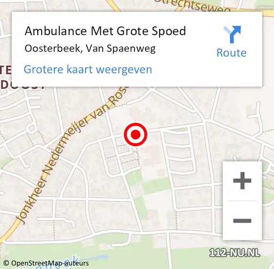 Locatie op kaart van de 112 melding: Ambulance Met Grote Spoed Naar Oosterbeek, Van Spaenweg op 18 maart 2021 03:05