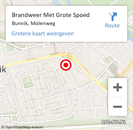 Locatie op kaart van de 112 melding: Brandweer Met Grote Spoed Naar Bunnik, Molenweg op 18 maart 2021 08:18