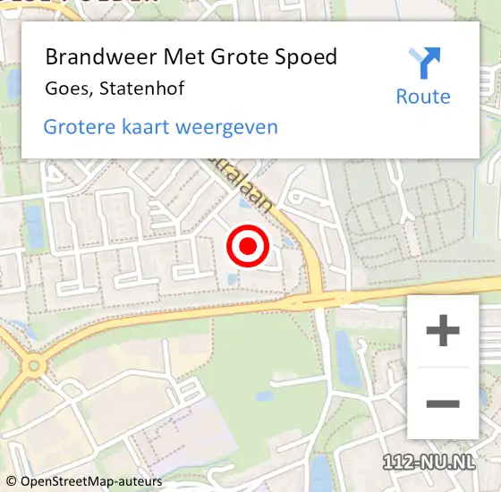 Locatie op kaart van de 112 melding: Brandweer Met Grote Spoed Naar Goes, Statenhof op 18 maart 2021 08:23