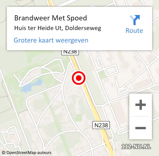 Locatie op kaart van de 112 melding: Brandweer Met Spoed Naar Huis ter Heide Ut, Dolderseweg op 18 maart 2021 09:32