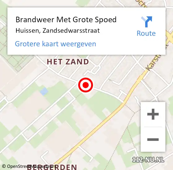 Locatie op kaart van de 112 melding: Brandweer Met Grote Spoed Naar Huissen, Zandsedwarsstraat op 18 maart 2021 10:05