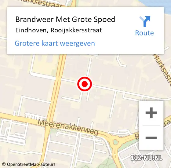 Locatie op kaart van de 112 melding: Brandweer Met Grote Spoed Naar Eindhoven, Rooijakkersstraat op 18 maart 2021 11:29
