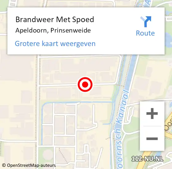 Locatie op kaart van de 112 melding: Brandweer Met Spoed Naar Apeldoorn, Prinsenweide op 18 maart 2021 11:43