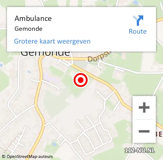 Locatie op kaart van de 112 melding: Ambulance Gemonde op 18 maart 2021 12:34
