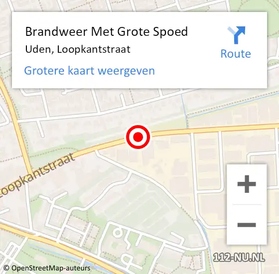 Locatie op kaart van de 112 melding: Brandweer Met Grote Spoed Naar Uden, Loopkantstraat op 18 maart 2021 13:07