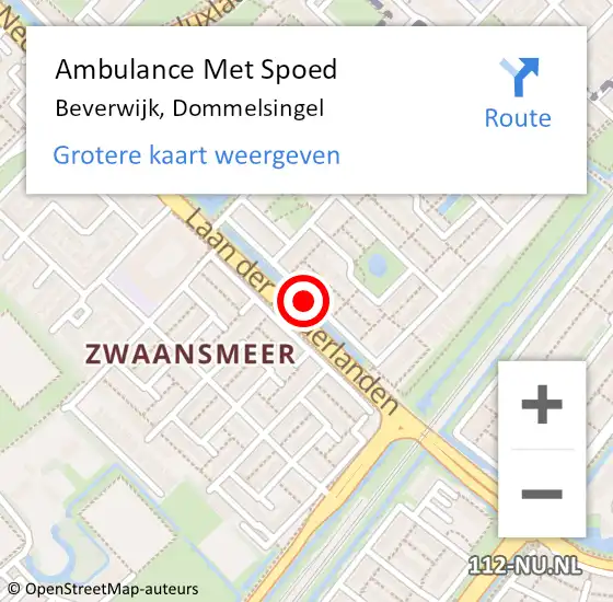 Locatie op kaart van de 112 melding: Ambulance Met Spoed Naar Beverwijk, Dommelsingel op 18 maart 2021 13:11