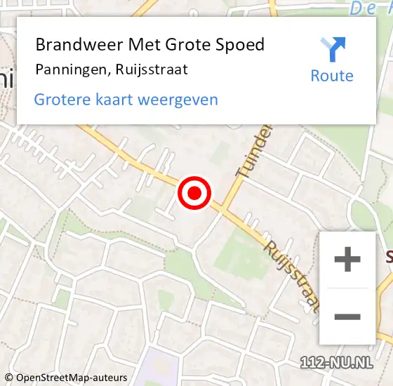 Locatie op kaart van de 112 melding: Brandweer Met Grote Spoed Naar Panningen, Ruijsstraat op 18 maart 2021 14:56