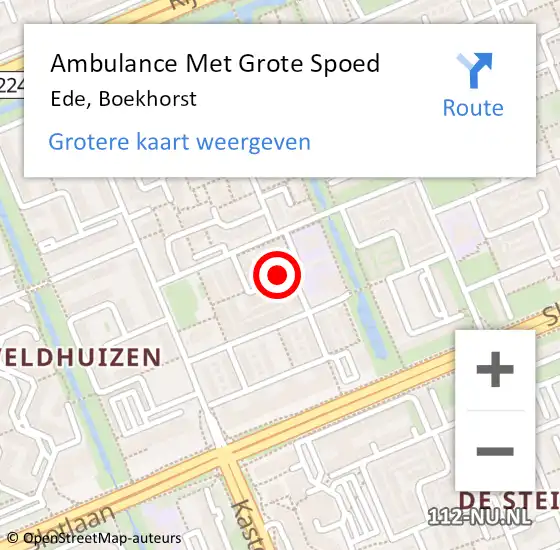 Locatie op kaart van de 112 melding: Ambulance Met Grote Spoed Naar Ede, Boekhorst op 18 maart 2021 15:19