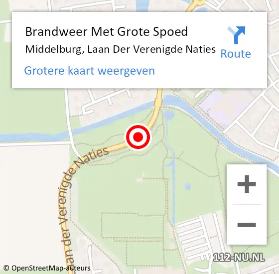 Locatie op kaart van de 112 melding: Brandweer Met Grote Spoed Naar Middelburg, Laan Der Verenigde Naties op 18 maart 2021 16:40