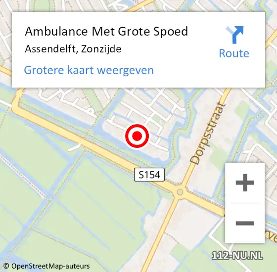 Locatie op kaart van de 112 melding: Ambulance Met Grote Spoed Naar Assendelft, Zonzijde op 18 maart 2021 16:41