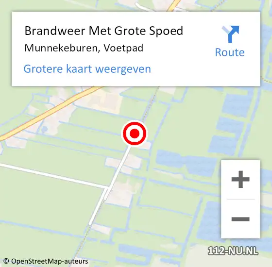 Locatie op kaart van de 112 melding: Brandweer Met Grote Spoed Naar Munnekeburen, Voetpad op 18 maart 2021 16:58