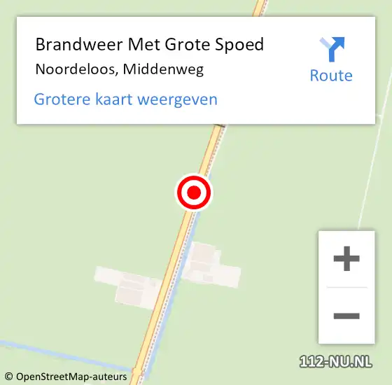 Locatie op kaart van de 112 melding: Brandweer Met Grote Spoed Naar Noordeloos, Middenweg op 18 maart 2021 17:00