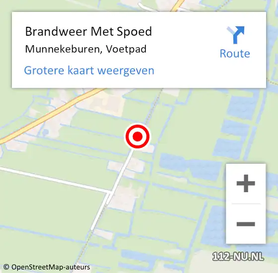 Locatie op kaart van de 112 melding: Brandweer Met Spoed Naar Munnekeburen, Voetpad op 18 maart 2021 17:42