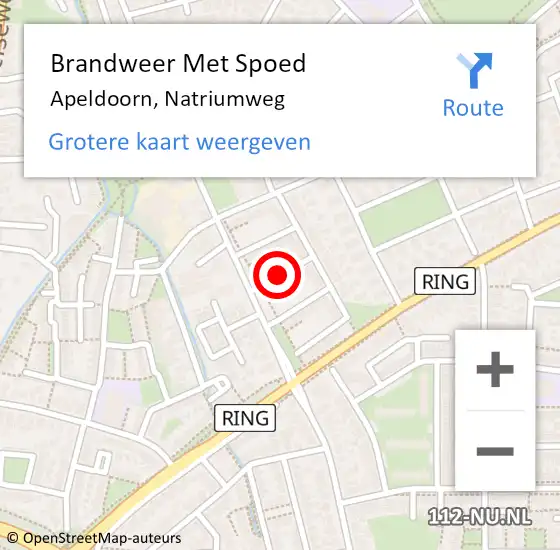 Locatie op kaart van de 112 melding: Brandweer Met Spoed Naar Apeldoorn, Natriumweg op 18 maart 2021 18:20