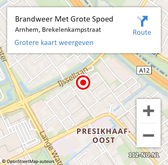 Locatie op kaart van de 112 melding: Brandweer Met Grote Spoed Naar Arnhem, Brekelenkampstraat op 18 maart 2021 18:30