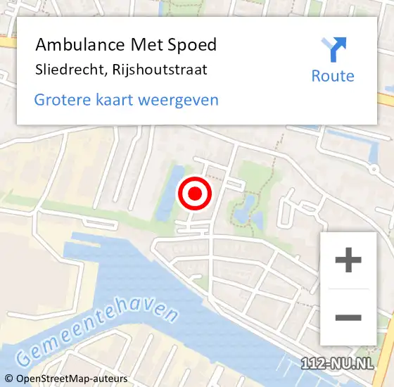 Locatie op kaart van de 112 melding: Ambulance Met Spoed Naar Sliedrecht, Rijshoutstraat op 18 maart 2021 19:09