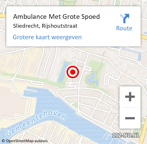 Locatie op kaart van de 112 melding: Ambulance Met Grote Spoed Naar Sliedrecht, Rijshoutstraat op 18 maart 2021 19:12