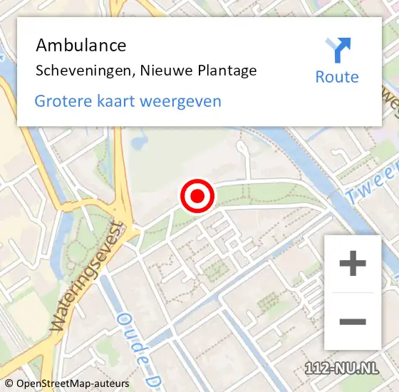 Locatie op kaart van de 112 melding: Ambulance Scheveningen, Nieuwe Plantage op 18 maart 2021 19:29