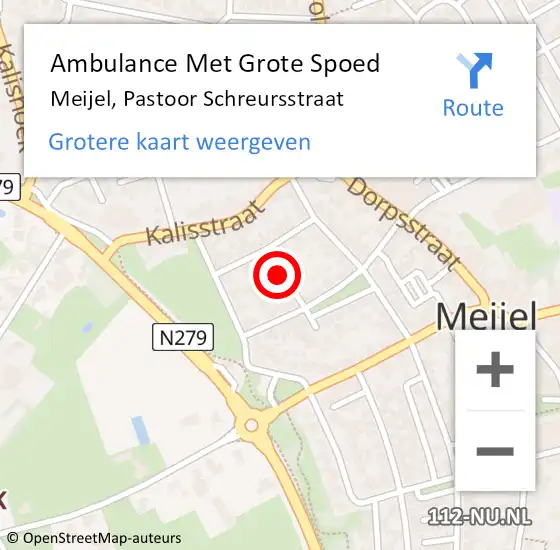 Locatie op kaart van de 112 melding: Ambulance Met Grote Spoed Naar Meijel, Pastoor Schreursstraat op 5 juni 2014 10:19