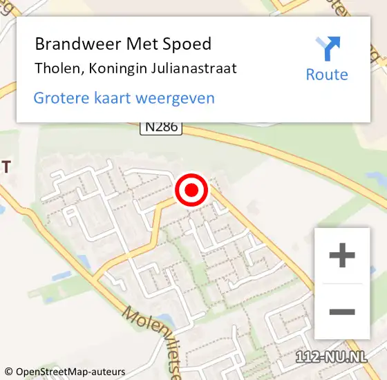 Locatie op kaart van de 112 melding: Brandweer Met Spoed Naar Tholen, Koningin Julianastraat op 18 maart 2021 20:07