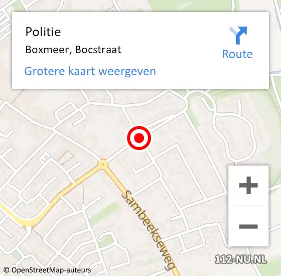 Locatie op kaart van de 112 melding: Politie Boxmeer, Bocstraat op 19 maart 2021 06:43