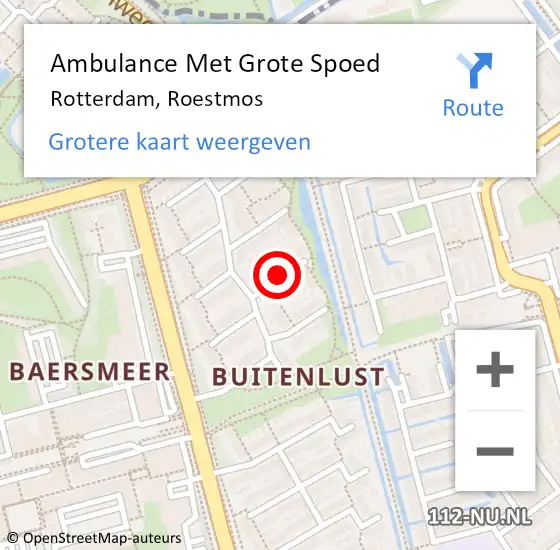 Locatie op kaart van de 112 melding: Ambulance Met Grote Spoed Naar Rotterdam, Roestmos op 19 maart 2021 08:03