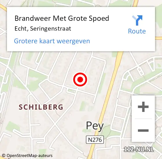 Locatie op kaart van de 112 melding: Brandweer Met Grote Spoed Naar Echt, Seringenstraat op 19 maart 2021 08:10