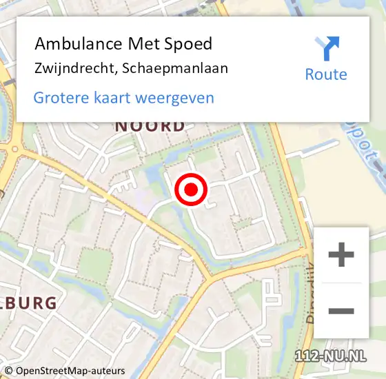 Locatie op kaart van de 112 melding: Ambulance Met Spoed Naar Zwijndrecht, Schaepmanlaan op 19 maart 2021 08:21