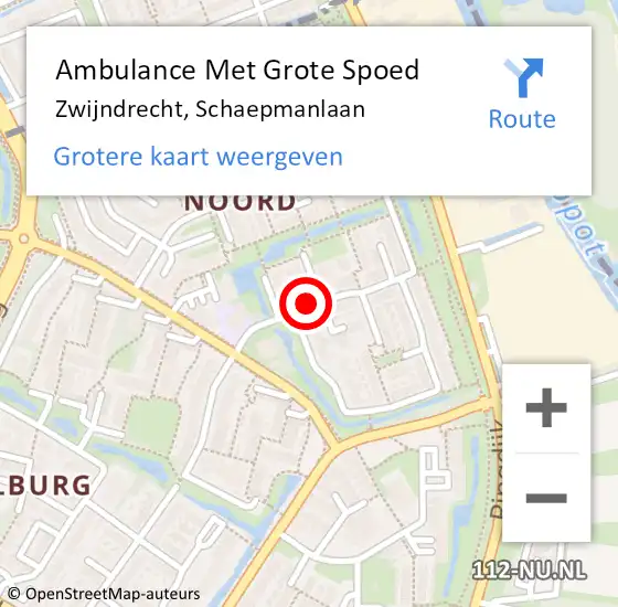 Locatie op kaart van de 112 melding: Ambulance Met Grote Spoed Naar Zwijndrecht, Schaepmanlaan op 19 maart 2021 08:24