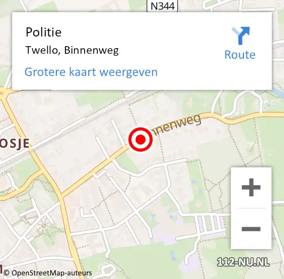 Locatie op kaart van de 112 melding: Politie Twello, Binnenweg op 19 maart 2021 08:24