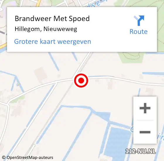 Locatie op kaart van de 112 melding: Brandweer Met Spoed Naar Hillegom, Nieuweweg op 8 september 2013 12:20