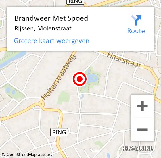 Locatie op kaart van de 112 melding: Brandweer Met Spoed Naar Rijssen, Molenstraat op 19 maart 2021 08:55