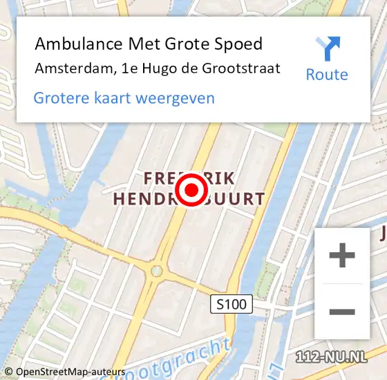 Locatie op kaart van de 112 melding: Ambulance Met Grote Spoed Naar Amsterdam, 1E Hugo De Grootstraat op 19 maart 2021 09:31