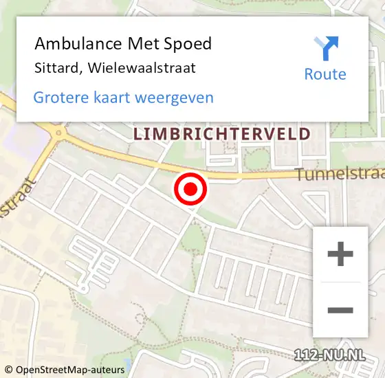 Locatie op kaart van de 112 melding: Ambulance Met Spoed Naar Sittard, Wielewaalstraat op 5 juni 2014 10:55