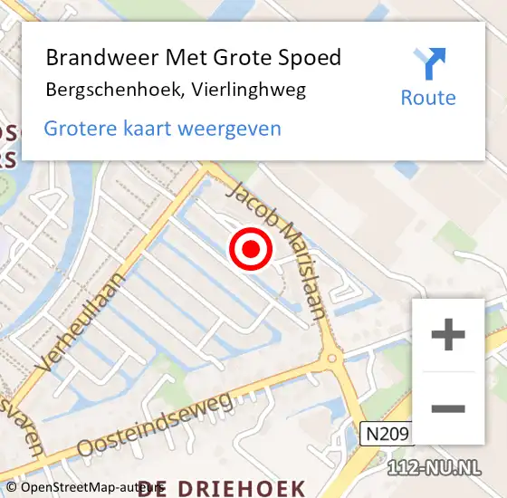 Locatie op kaart van de 112 melding: Brandweer Met Grote Spoed Naar Bergschenhoek, Vierlinghweg op 19 maart 2021 10:11