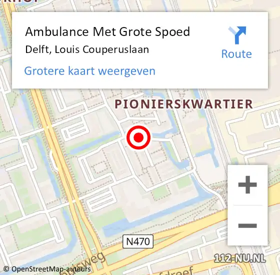 Locatie op kaart van de 112 melding: Ambulance Met Grote Spoed Naar Delft, Louis Couperuslaan op 19 maart 2021 11:06