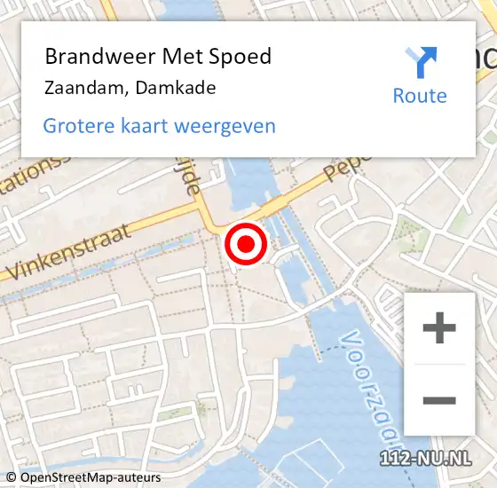 Locatie op kaart van de 112 melding: Brandweer Met Spoed Naar Zaandam, Damkade op 19 maart 2021 11:38