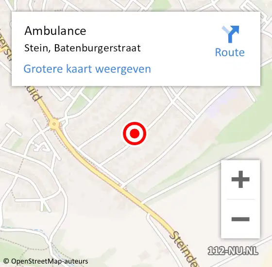 Locatie op kaart van de 112 melding: Ambulance Stein, Batenburgerstraat op 5 juni 2014 11:08