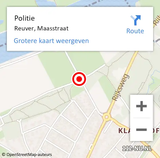 Locatie op kaart van de 112 melding: Politie Reuver, Maasstraat op 19 maart 2021 12:16