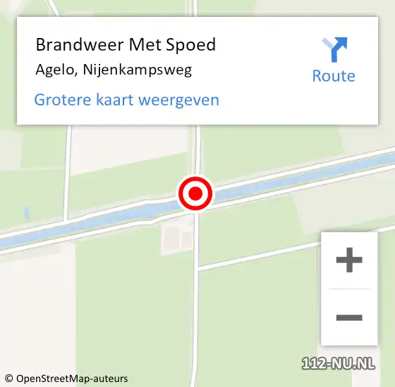 Locatie op kaart van de 112 melding: Brandweer Met Spoed Naar Agelo, Nijenkampsweg op 19 maart 2021 12:54