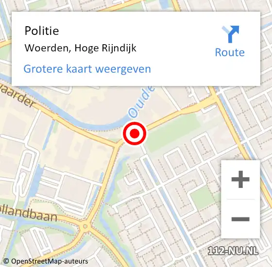 Locatie op kaart van de 112 melding: Politie Woerden, Hoge Rijndijk op 19 maart 2021 13:11