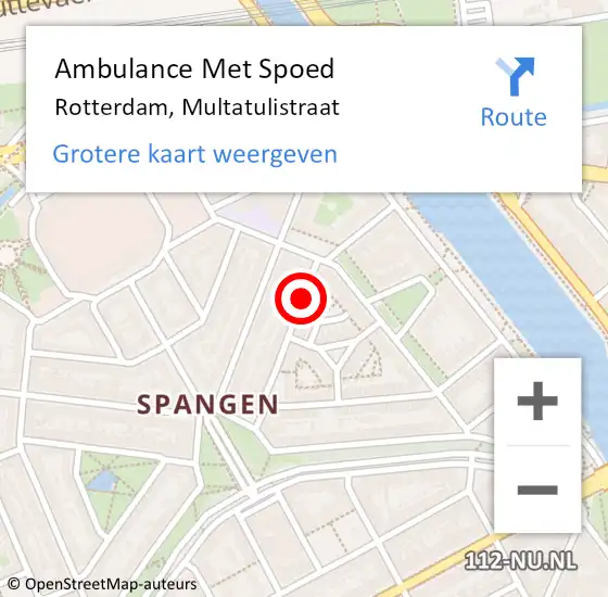 Locatie op kaart van de 112 melding: Ambulance Met Spoed Naar Rotterdam, Multatulistraat op 19 maart 2021 14:13