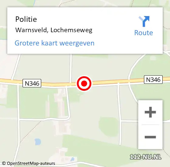 Locatie op kaart van de 112 melding: Politie Warnsveld, Lochemseweg op 19 maart 2021 14:19