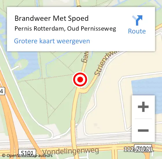 Locatie op kaart van de 112 melding: Brandweer Met Spoed Naar Pernis Rotterdam, Oud Pernisseweg op 19 maart 2021 15:06