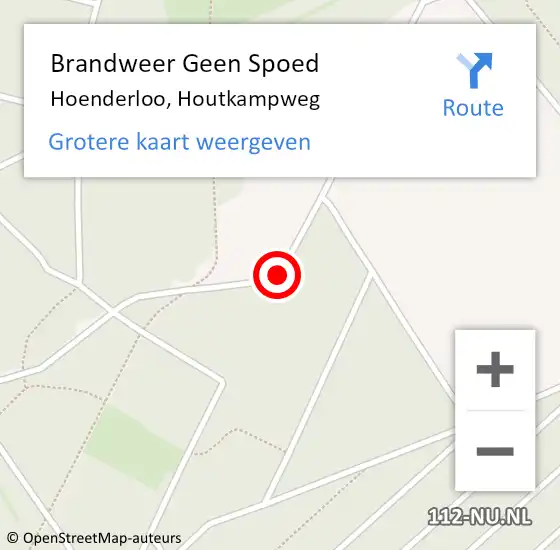 Locatie op kaart van de 112 melding: Brandweer Geen Spoed Naar Hoenderloo, Houtkampweg op 5 juni 2014 11:31